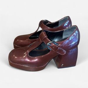 Chic Burgundy Platform Mary Jane Heels